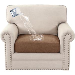 imageHVERSAILTEX Waterproof Sofa Seat Cushion Covers Sofa Covers for Seating Couch Cushion Slipcover Protectors Non Slip Cushion Cover Made of Looped Fleece Fabric Durable Sturdy 3 Pack GreyCaramel