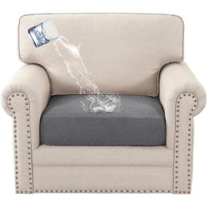 imageHVERSAILTEX Waterproof Sofa Seat Cushion Covers Sofa Covers for Seating Couch Cushion Slipcover Protectors Non Slip Cushion Cover Made of Looped Fleece Fabric Durable Sturdy 3 Pack GreyGrey
