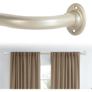 imageHVERSAILTEX Wrap Around Black Curtain Rod for Windows 185 to 435 Inch 34 Inch Adjustable Heavy Duty Blackout Curtain Rods Telescoping Curved Drapery Rods for Bedroom InoorOutdoorNickel
