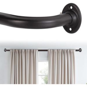 imageHVERSAILTEX Wrap Around Black Curtain Rod for Windows 185 to 435 Inch 34 Inch Adjustable Heavy Duty Blackout Curtain Rods Telescoping Curved Drapery Rods for Bedroom InoorOutdoorBronze