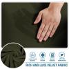 imageHVERSAILTEX Stretch Velvet 3 Piece T Cushion Sofa Slipcovers for Living Room Individually Sofa Covers for 3 Cushion Seat Cushion Covers Stay with Elastic Bands Sofa MochaOlive