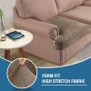 imageHVERSAILTEX Stretch Velvet 3 Piece T Cushion Sofa Slipcovers for Living Room Individually Sofa Covers for 3 Cushion Seat Cushion Covers Stay with Elastic Bands Sofa MochaMocha