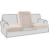 imageHVERSAILTEX Stretch Velvet 3 Piece T Cushion Sofa Slipcovers for Living Room Individually Sofa Covers for 3 Cushion Seat Cushion Covers Stay with Elastic Bands Sofa MochaIvory