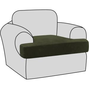 imageHVERSAILTEX Stretch Velvet 3 Piece T Cushion Sofa Slipcovers for Living Room Individually Sofa Covers for 3 Cushion Seat Cushion Covers Stay with Elastic Bands Sofa MochaOlive