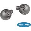 imageHVERSAILTEX Window Treatment Single Curtain Rod Set Telescoping Curtain Rod with Carved Hollow Ball Finials Adjustable Length from 48 to 84Inch 34 Inch Diameter Champagne GoldPewter