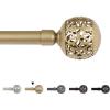 imageHVERSAILTEX Window Treatment Single Curtain Rod Set Telescoping Curtain Rod with Carved Hollow Ball Finials Adjustable Length from 48 to 84Inch 34 Inch Diameter Champagne GoldChampagne Gold
