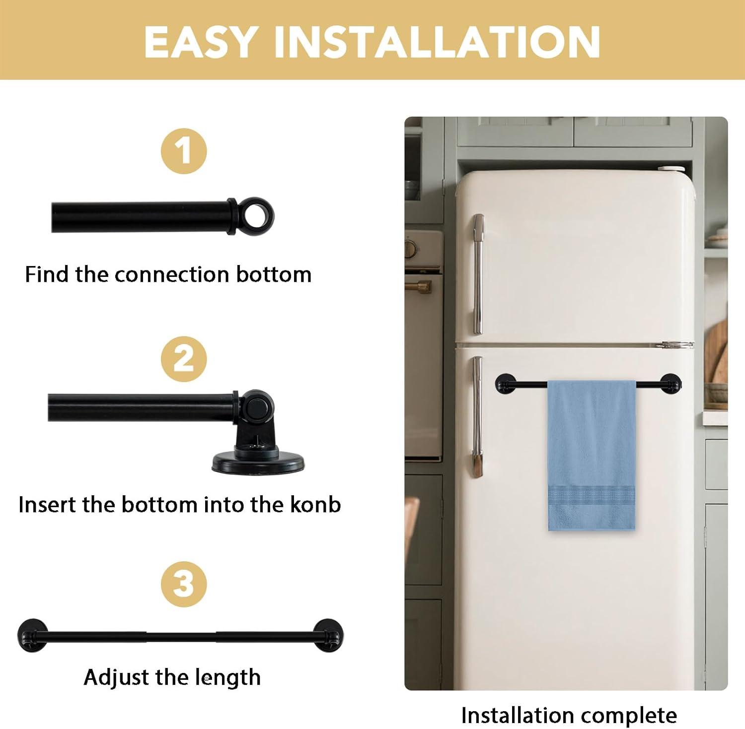 imageHVERSAILTEX 1 PACK Magnetic Curtain Rods for Metal Doors 16quot to 28quot 12 Inch Diameter Adjustable French Door Curtain Rod for Classroom Whiteboard Magnetic Cafe Rod Towel Bar Holder BlackBlack