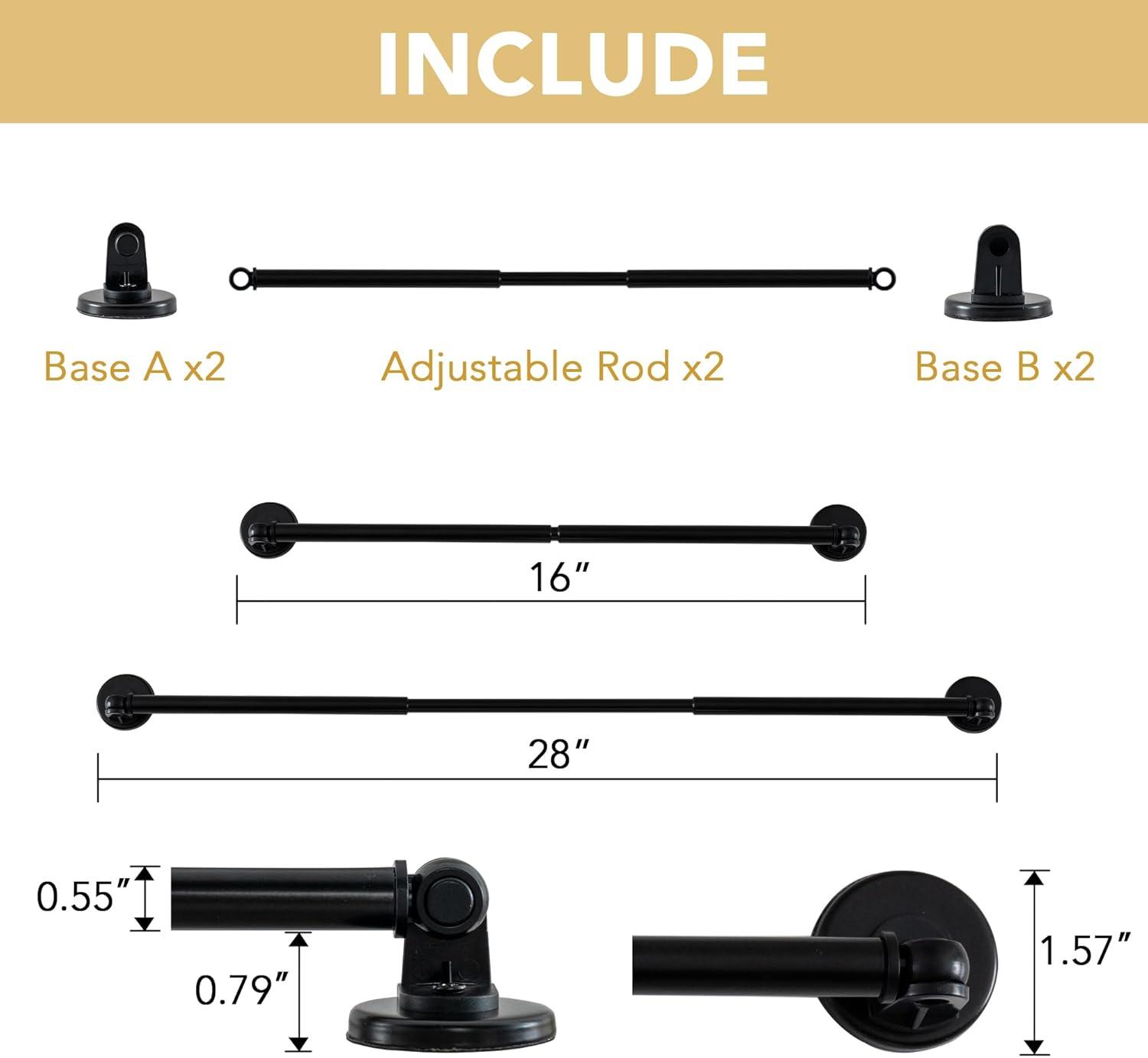 imageHVERSAILTEX 1 PACK Magnetic Curtain Rods for Metal Doors 16quot to 28quot 12 Inch Diameter Adjustable French Door Curtain Rod for Classroom Whiteboard Magnetic Cafe Rod Towel Bar Holder BlackBlack
