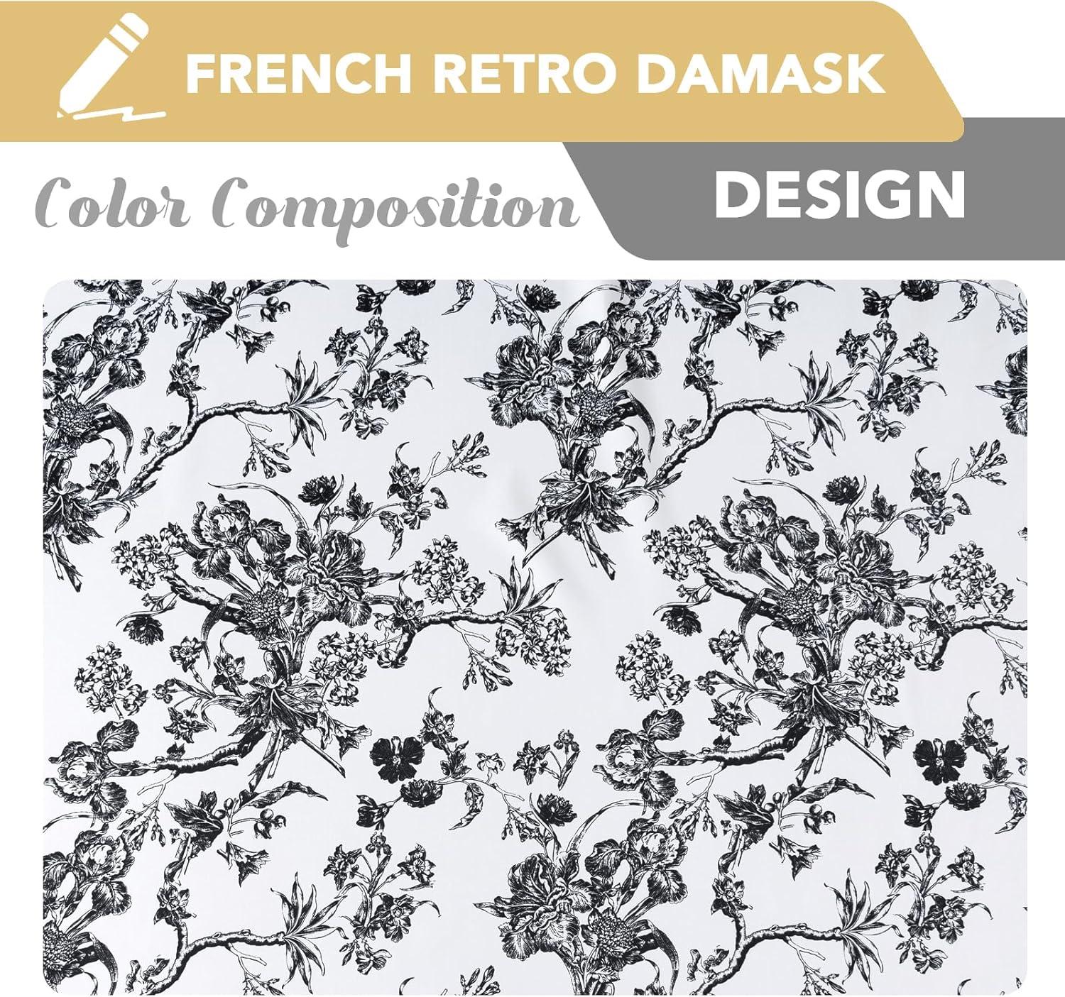 imageHVERSAILTEX Blackout Curtains 63 Inch Length 2 Panels Set Floral Print Drapes Farmhouse for Living Room Grommet Room Darkening Curtains Vintage Boho Window Treatment2 Panels NavyBlack