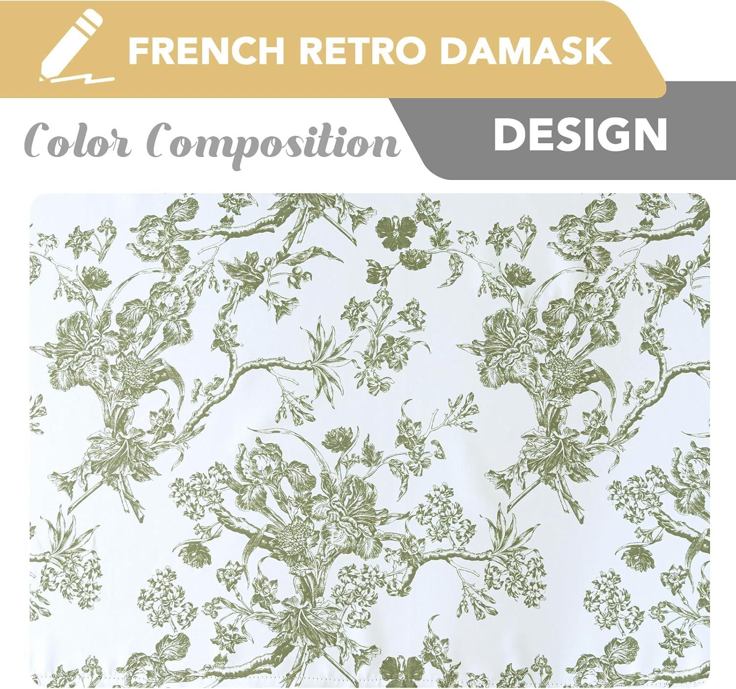 imageHVERSAILTEX Blackout Curtains 63 Inch Length 2 Panels Set Floral Print Drapes Farmhouse for Living Room Grommet Room Darkening Curtains Vintage Boho Window Treatment2 Panels NavySage