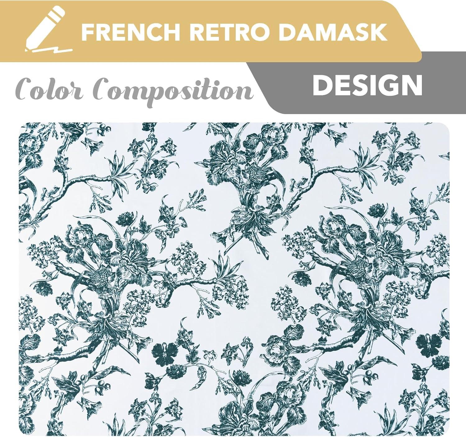 imageHVERSAILTEX Blackout Curtains 63 Inch Length 2 Panels Set Floral Print Drapes Farmhouse for Living Room Grommet Room Darkening Curtains Vintage Boho Window Treatment2 Panels NavyTeal