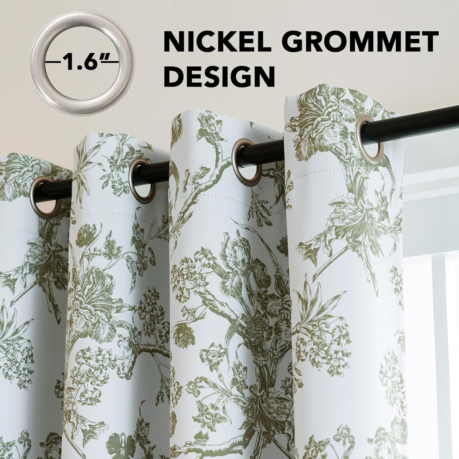 imageHVERSAILTEX Blackout Curtains 63 Inch Length 2 Panels Set Floral Print Drapes Farmhouse for Living Room Grommet Room Darkening Curtains Vintage Boho Window Treatment2 Panels NavySage