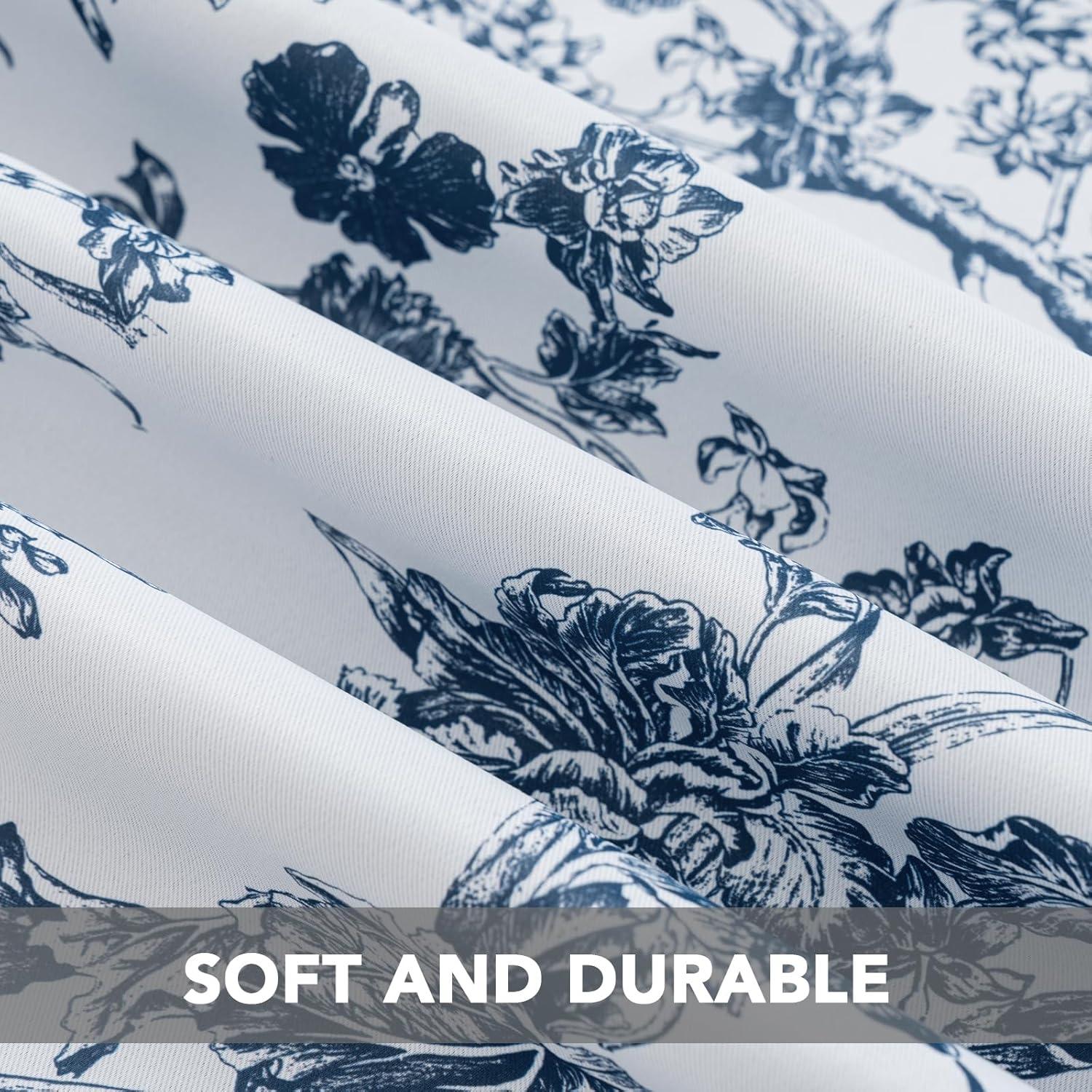 imageHVERSAILTEX Blackout Curtains 63 Inch Length 2 Panels Set Floral Print Drapes Farmhouse for Living Room Grommet Room Darkening Curtains Vintage Boho Window Treatment2 Panels NavyStone Blue