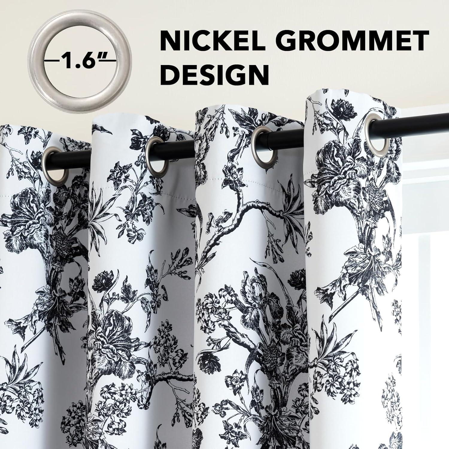 imageHVERSAILTEX Blackout Curtains 63 Inch Length 2 Panels Set Floral Print Drapes Farmhouse for Living Room Grommet Room Darkening Curtains Vintage Boho Window Treatment2 Panels NavyBlack