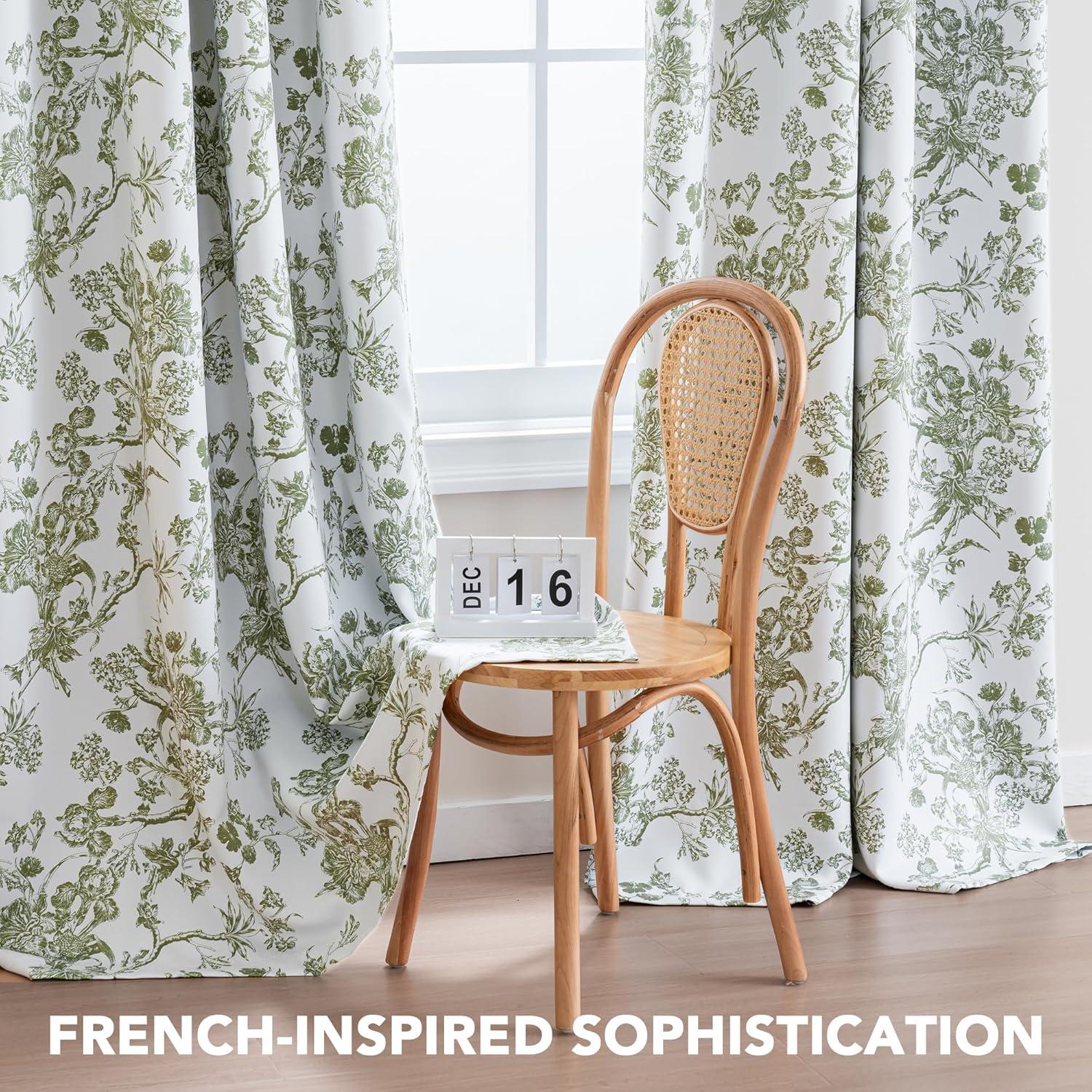 imageHVERSAILTEX Blackout Curtains 63 Inch Length 2 Panels Set Floral Print Drapes Farmhouse for Living Room Grommet Room Darkening Curtains Vintage Boho Window Treatment2 Panels NavySage