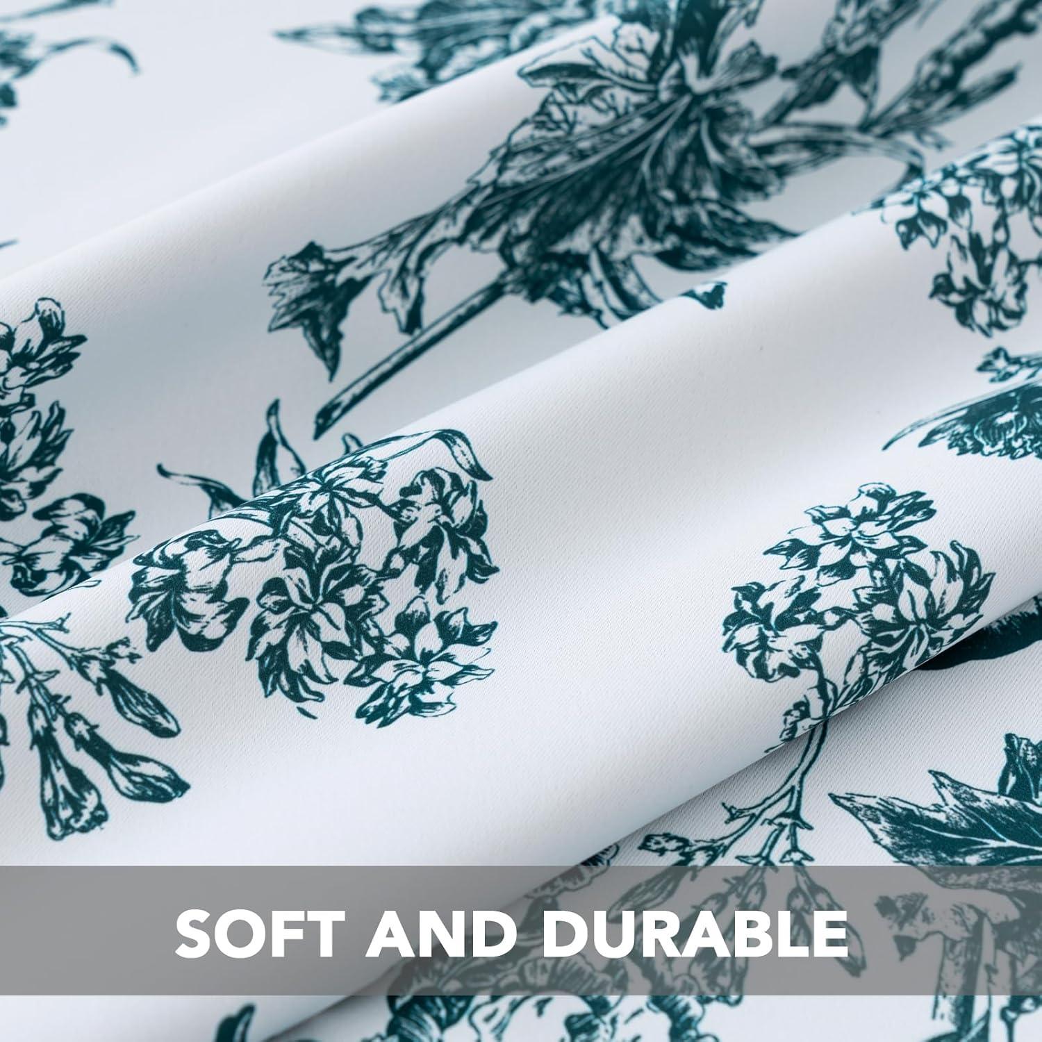 imageHVERSAILTEX Blackout Curtains 63 Inch Length 2 Panels Set Floral Print Drapes Farmhouse for Living Room Grommet Room Darkening Curtains Vintage Boho Window Treatment2 Panels NavyTeal