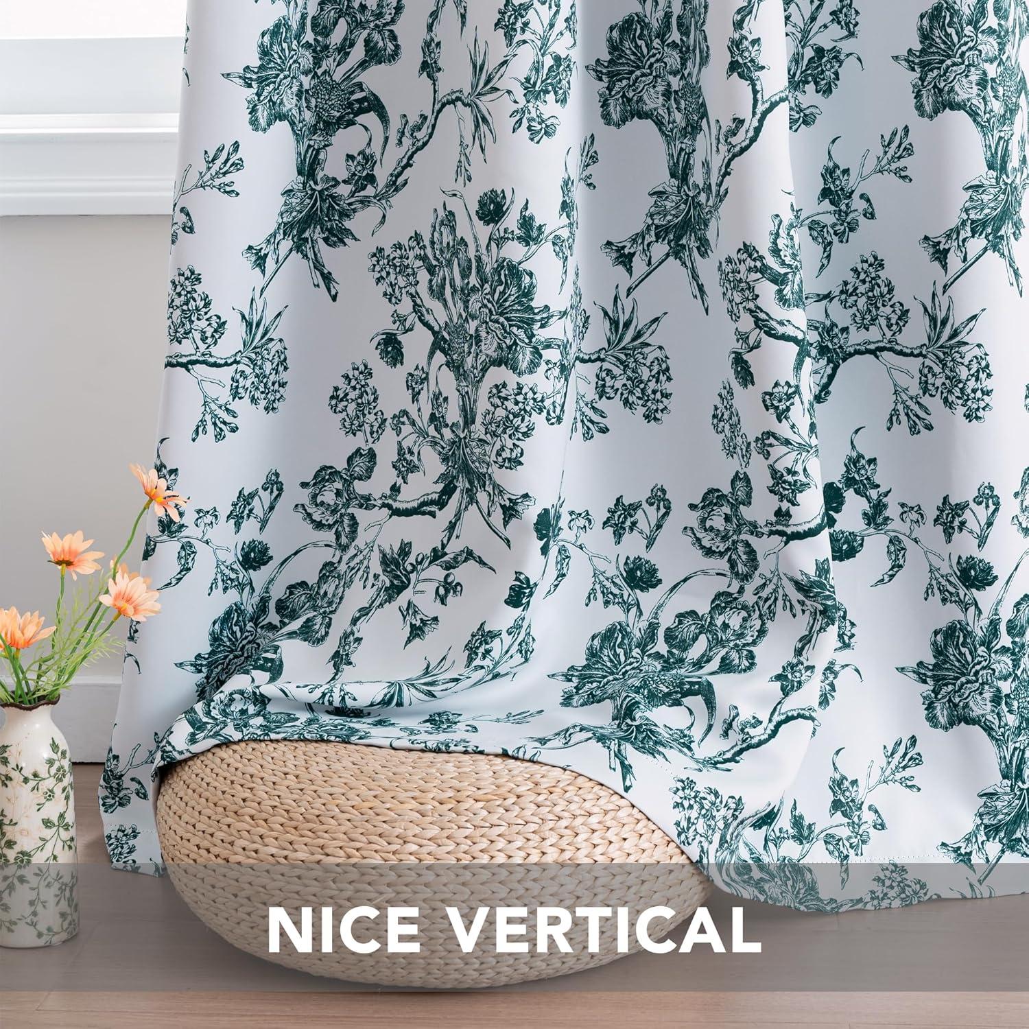 imageHVERSAILTEX Blackout Curtains 63 Inch Length 2 Panels Set Floral Print Drapes Farmhouse for Living Room Grommet Room Darkening Curtains Vintage Boho Window Treatment2 Panels NavyTeal