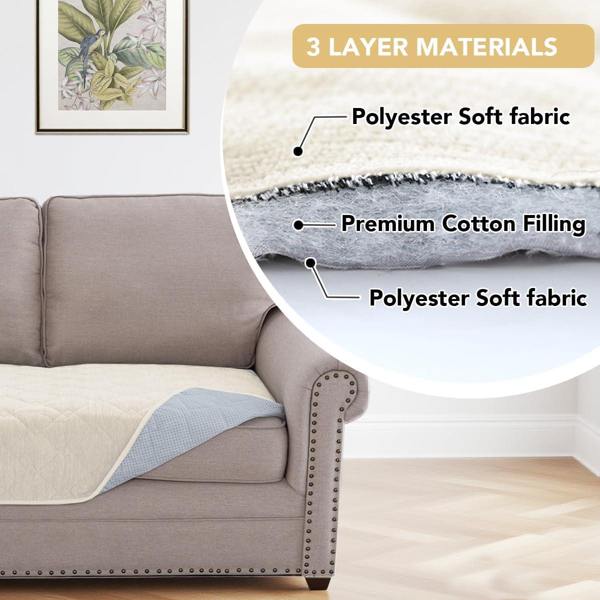 imageHVERSAILTEX Couch Cover Chenille Pet Fuzzy Sofa Covers for 3 Cushion Couch Anti Slip Washable Sofa Slipcovers with Strap Soft Couch Protector Cover for Dogs Cats Kids36quot x 82quot GreyIvory