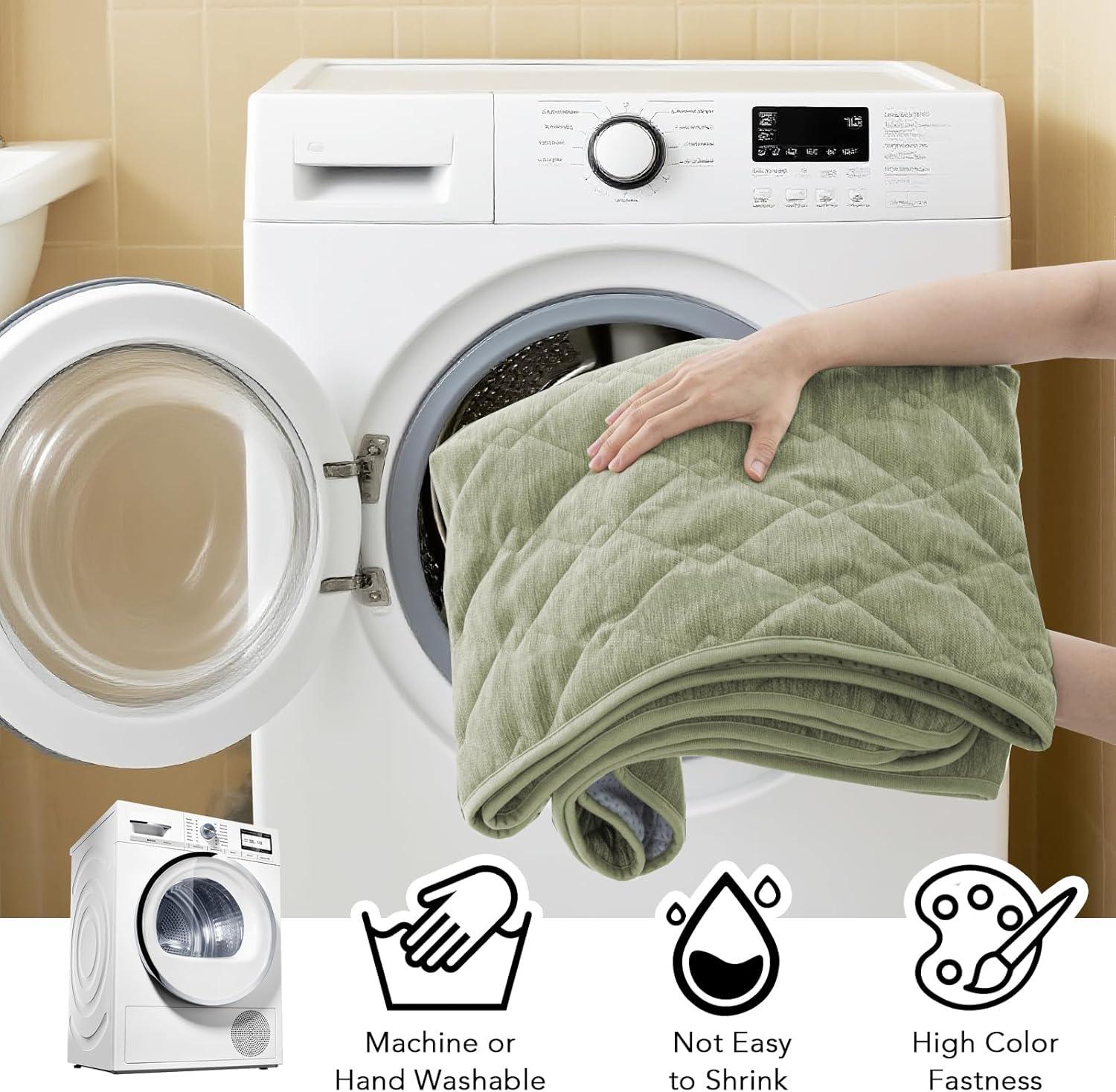 imageHVERSAILTEX Couch Cover Chenille Pet Fuzzy Sofa Covers for 3 Cushion Couch Anti Slip Washable Sofa Slipcovers with Strap Soft Couch Protector Cover for Dogs Cats Kids36quot x 82quot GreyTender Green