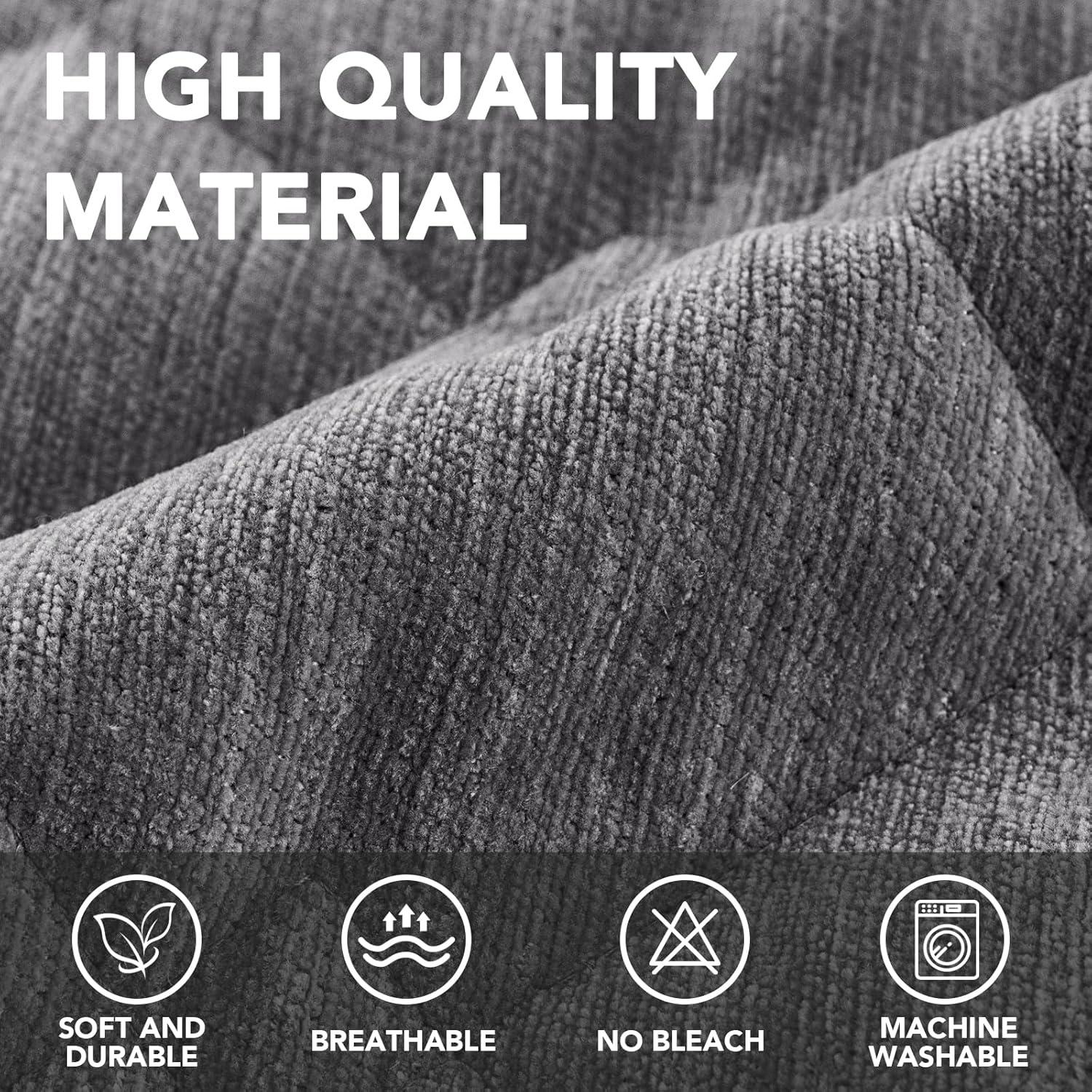 imageHVERSAILTEX Couch Cover Chenille Pet Fuzzy Sofa Covers for 3 Cushion Couch Anti Slip Washable Sofa Slipcovers with Strap Soft Couch Protector Cover for Dogs Cats Kids36quot x 82quot GreyGrey