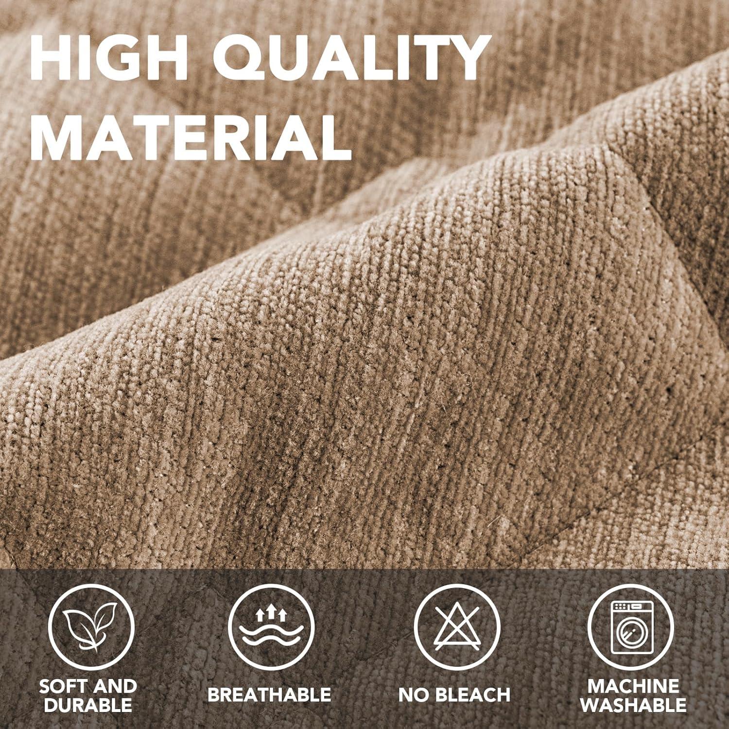 imageHVERSAILTEX Couch Cover Chenille Pet Fuzzy Sofa Covers for 3 Cushion Couch Anti Slip Washable Sofa Slipcovers with Strap Soft Couch Protector Cover for Dogs Cats Kids36quot x 82quot GreyKhaki