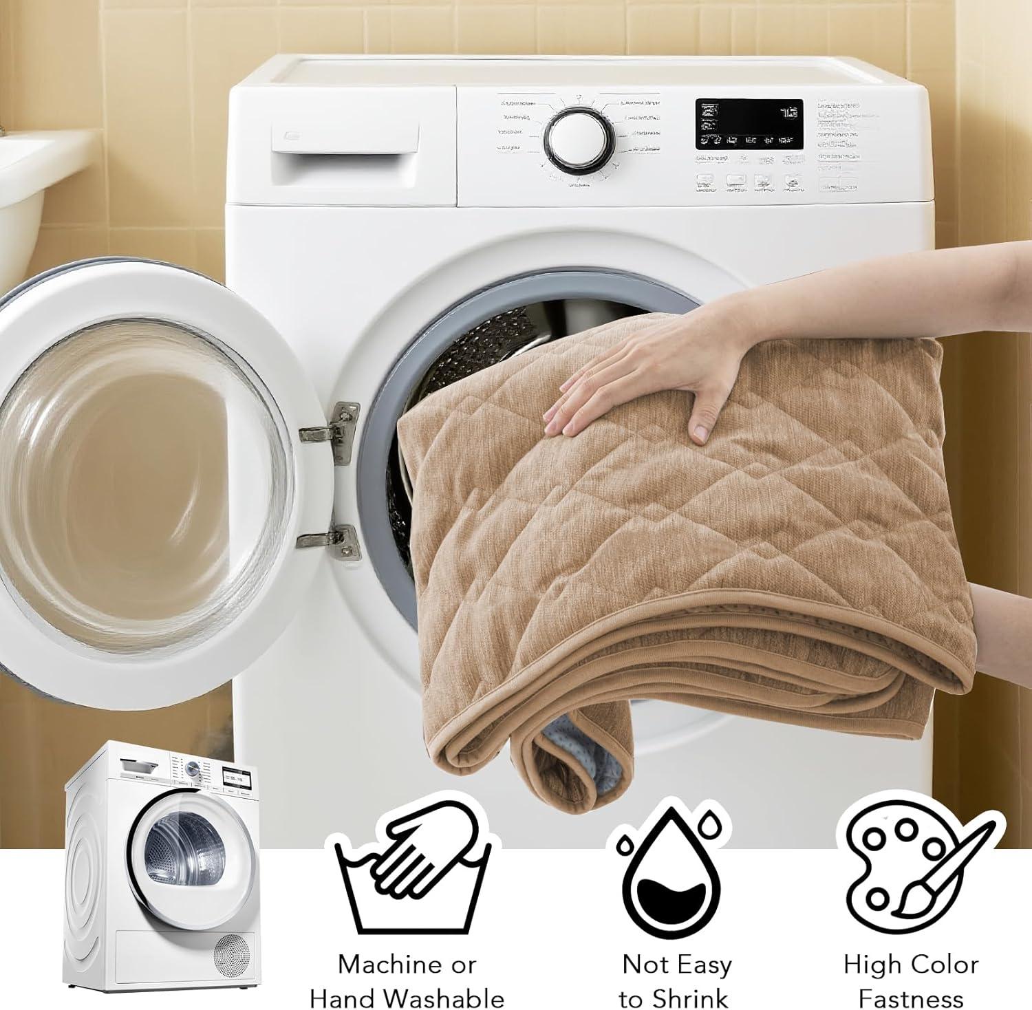 imageHVERSAILTEX Couch Cover Chenille Pet Fuzzy Sofa Covers for 3 Cushion Couch Anti Slip Washable Sofa Slipcovers with Strap Soft Couch Protector Cover for Dogs Cats Kids36quot x 82quot GreyKhaki