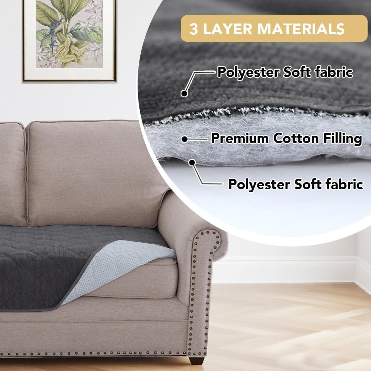 imageHVERSAILTEX Couch Cover Chenille Pet Fuzzy Sofa Covers for 3 Cushion Couch Anti Slip Washable Sofa Slipcovers with Strap Soft Couch Protector Cover for Dogs Cats Kids36quot x 82quot GreyGrey