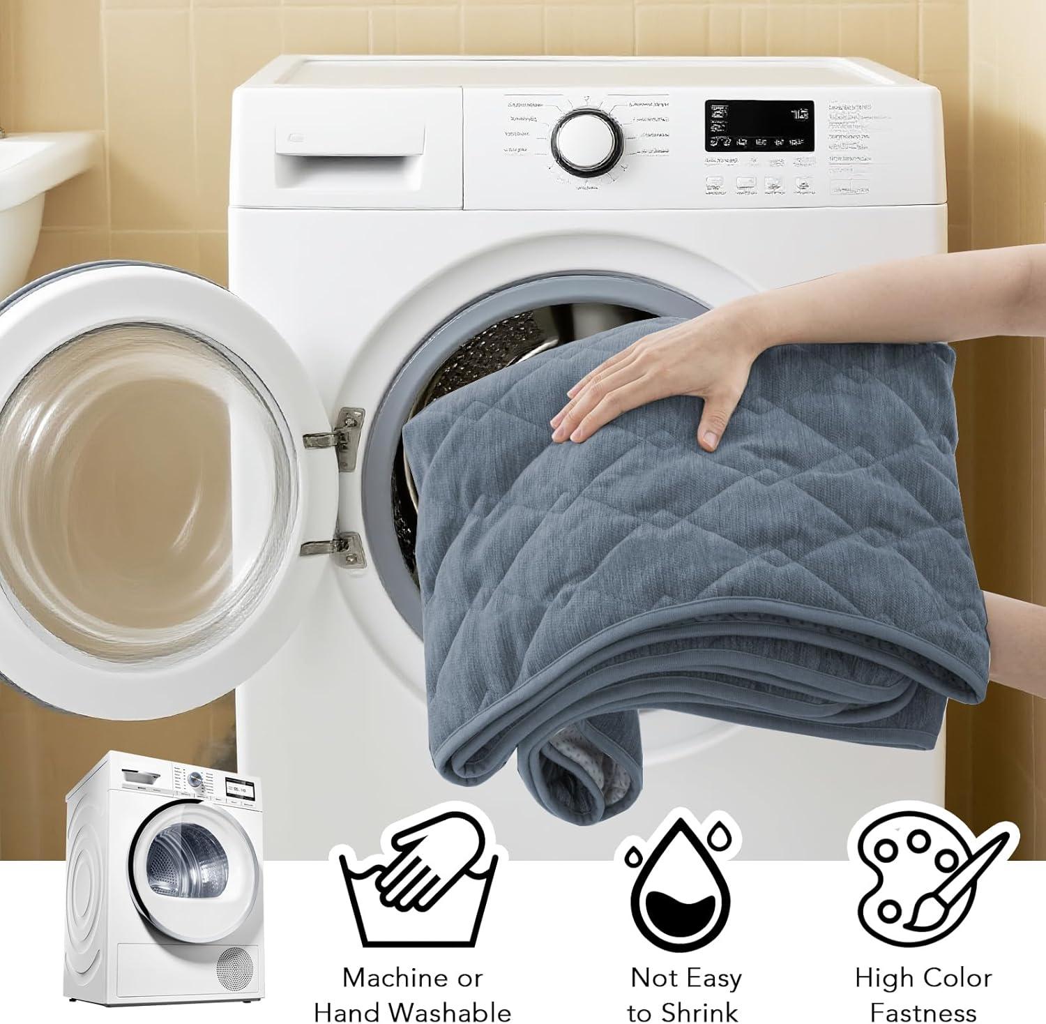 imageHVERSAILTEX Couch Cover Chenille Pet Fuzzy Sofa Covers for 3 Cushion Couch Anti Slip Washable Sofa Slipcovers with Strap Soft Couch Protector Cover for Dogs Cats Kids36quot x 82quot GreyStone Blue