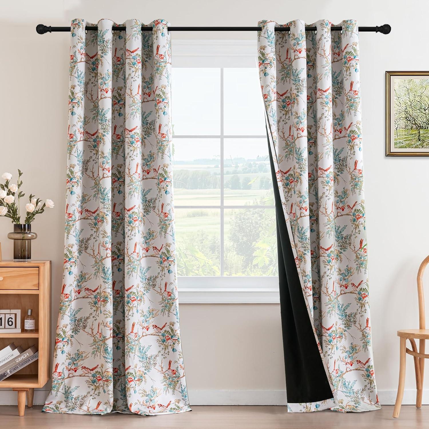imageHVERSAILTEX Floral 100 Blackout Curtains 84 inch Length 2 Panels Printed Patterned Room Darkening Vintage Thermal Insulated Curtains for Living Room Grommet Curtain Drapes TealBlackTealRust