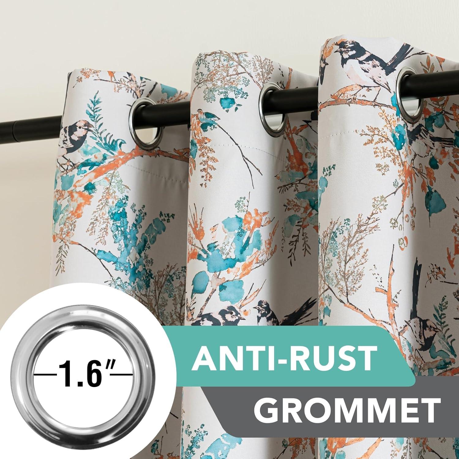 imageHVERSAILTEX Floral 100 Blackout Curtains 84 inch Length 2 Panels Printed Patterned Room Darkening Vintage Thermal Insulated Curtains for Living Room Grommet Curtain Drapes TealBlackTealBlack