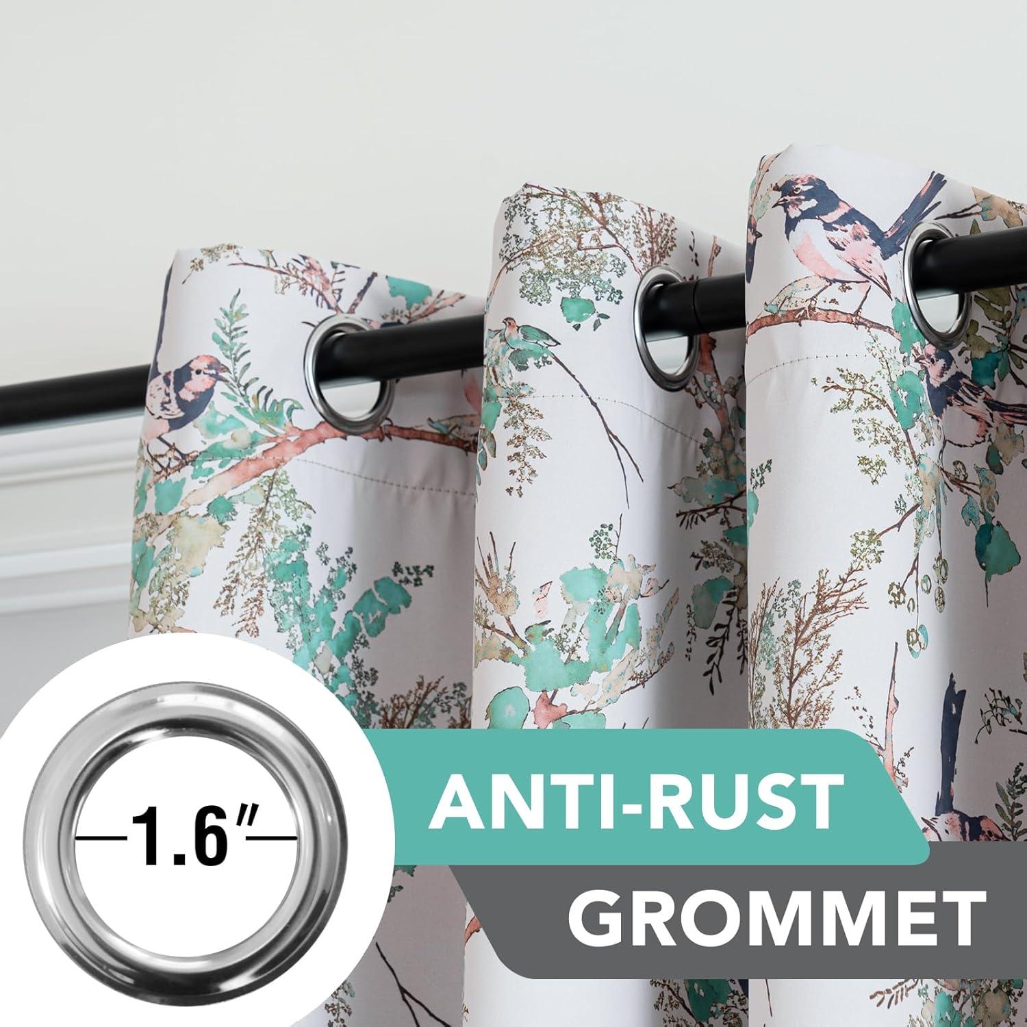 imageHVERSAILTEX Floral 100 Blackout Curtains 84 inch Length 2 Panels Printed Patterned Room Darkening Vintage Thermal Insulated Curtains for Living Room Grommet Curtain Drapes TealBlackTurquoiseBlack