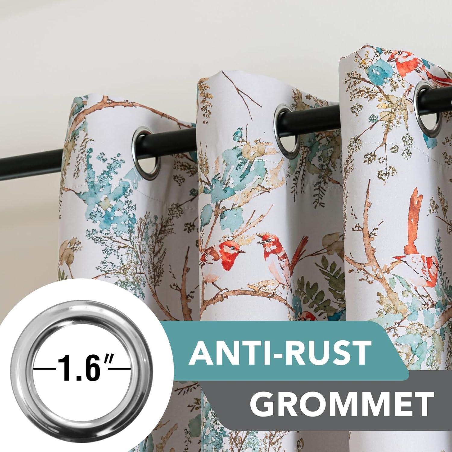 imageHVERSAILTEX Floral 100 Blackout Curtains 84 inch Length 2 Panels Printed Patterned Room Darkening Vintage Thermal Insulated Curtains for Living Room Grommet Curtain Drapes TealBlackTealRust