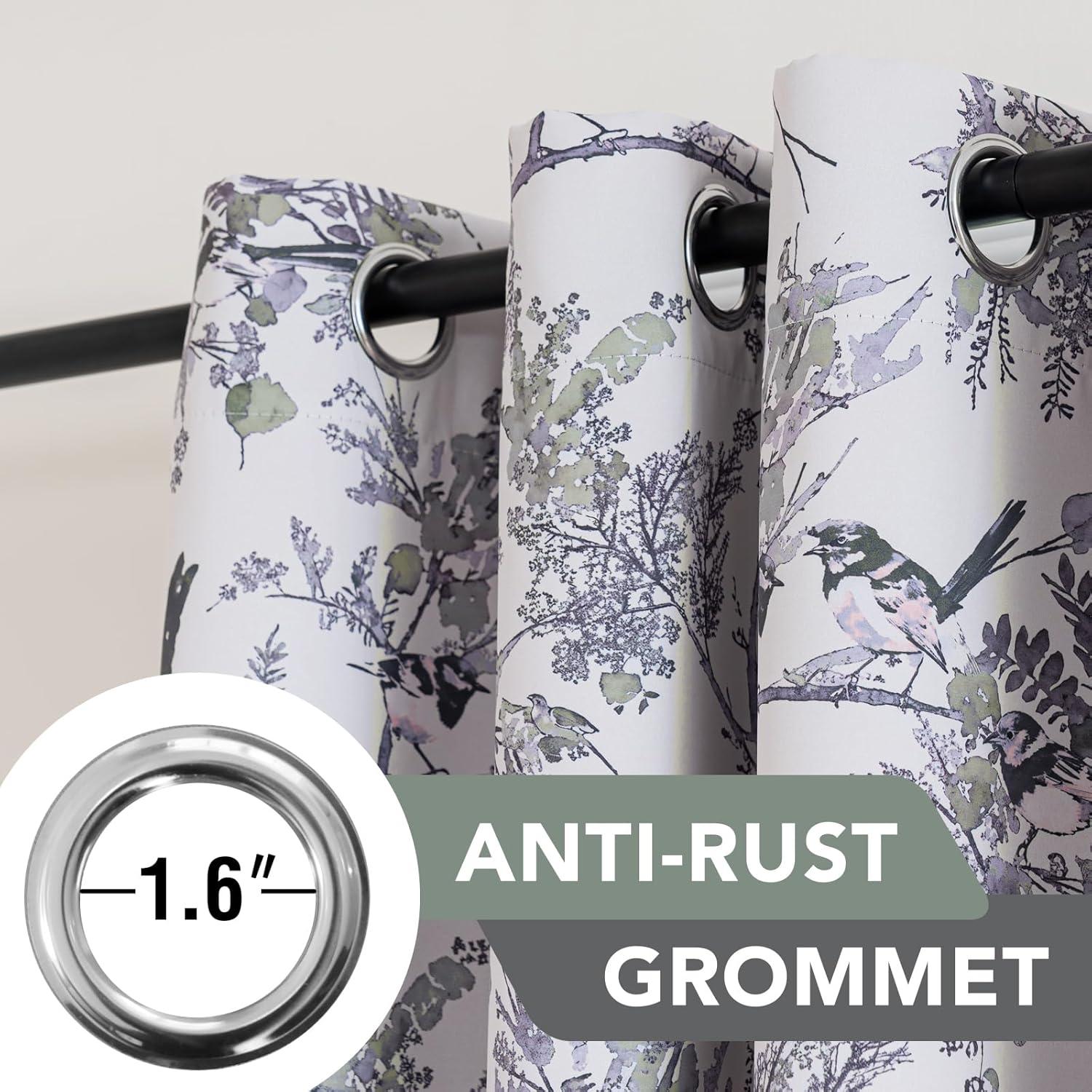 imageHVERSAILTEX Floral 100 Blackout Curtains 84 inch Length 2 Panels Printed Patterned Room Darkening Vintage Thermal Insulated Curtains for Living Room Grommet Curtain Drapes TealBlackSageBlack