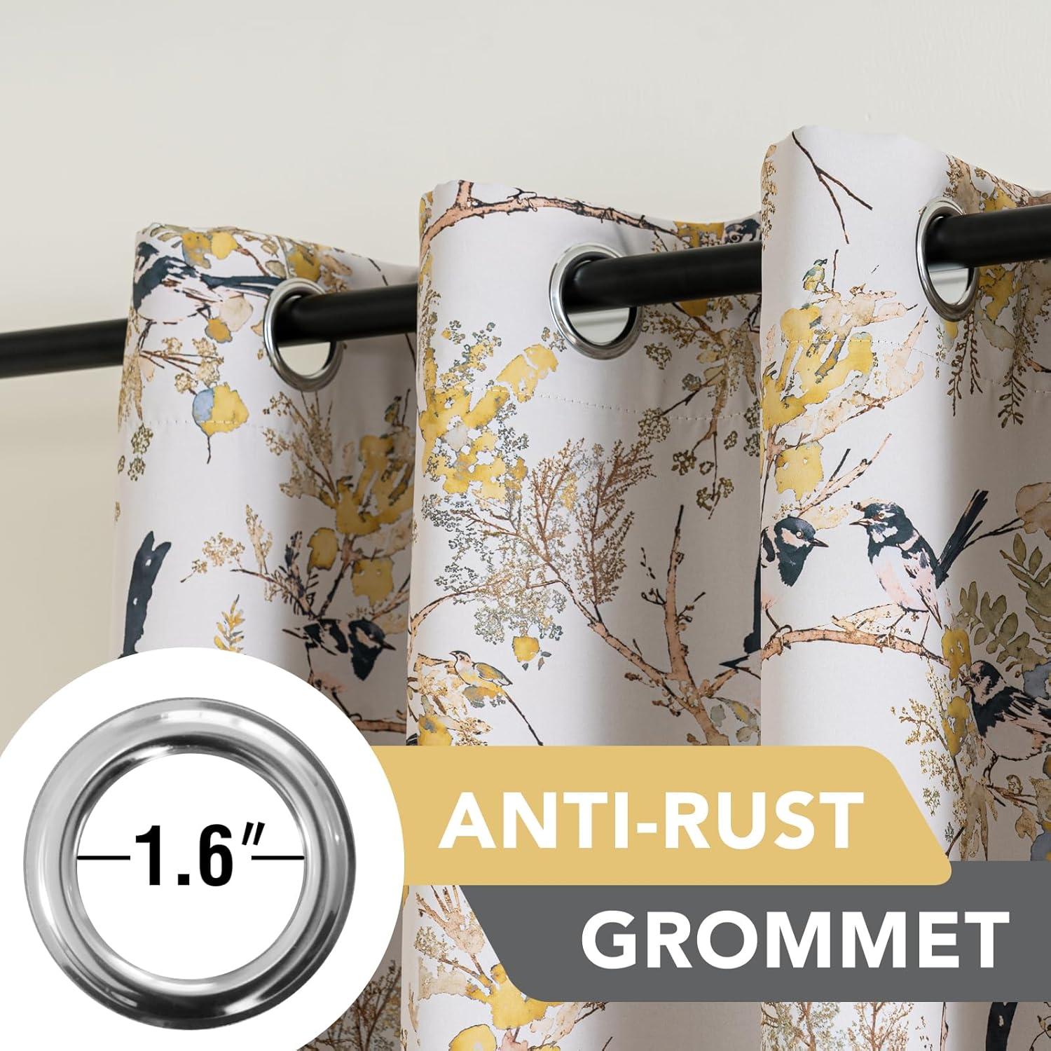 imageHVERSAILTEX Floral 100 Blackout Curtains 84 inch Length 2 Panels Printed Patterned Room Darkening Vintage Thermal Insulated Curtains for Living Room Grommet Curtain Drapes TealBlackMustardBlack