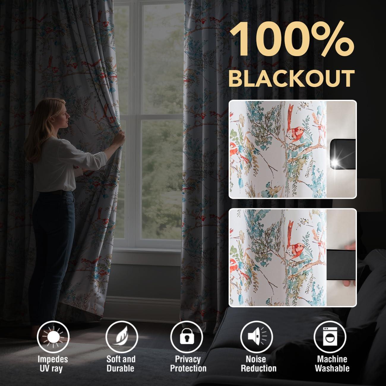 imageHVERSAILTEX Floral 100 Blackout Curtains 84 inch Length 2 Panels Printed Patterned Room Darkening Vintage Thermal Insulated Curtains for Living Room Grommet Curtain Drapes TealBlackTealRust