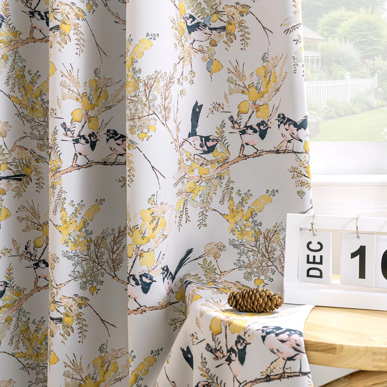 imageHVERSAILTEX Floral 100 Blackout Curtains 84 inch Length 2 Panels Printed Patterned Room Darkening Vintage Thermal Insulated Curtains for Living Room Grommet Curtain Drapes TealBlackMustardBlack