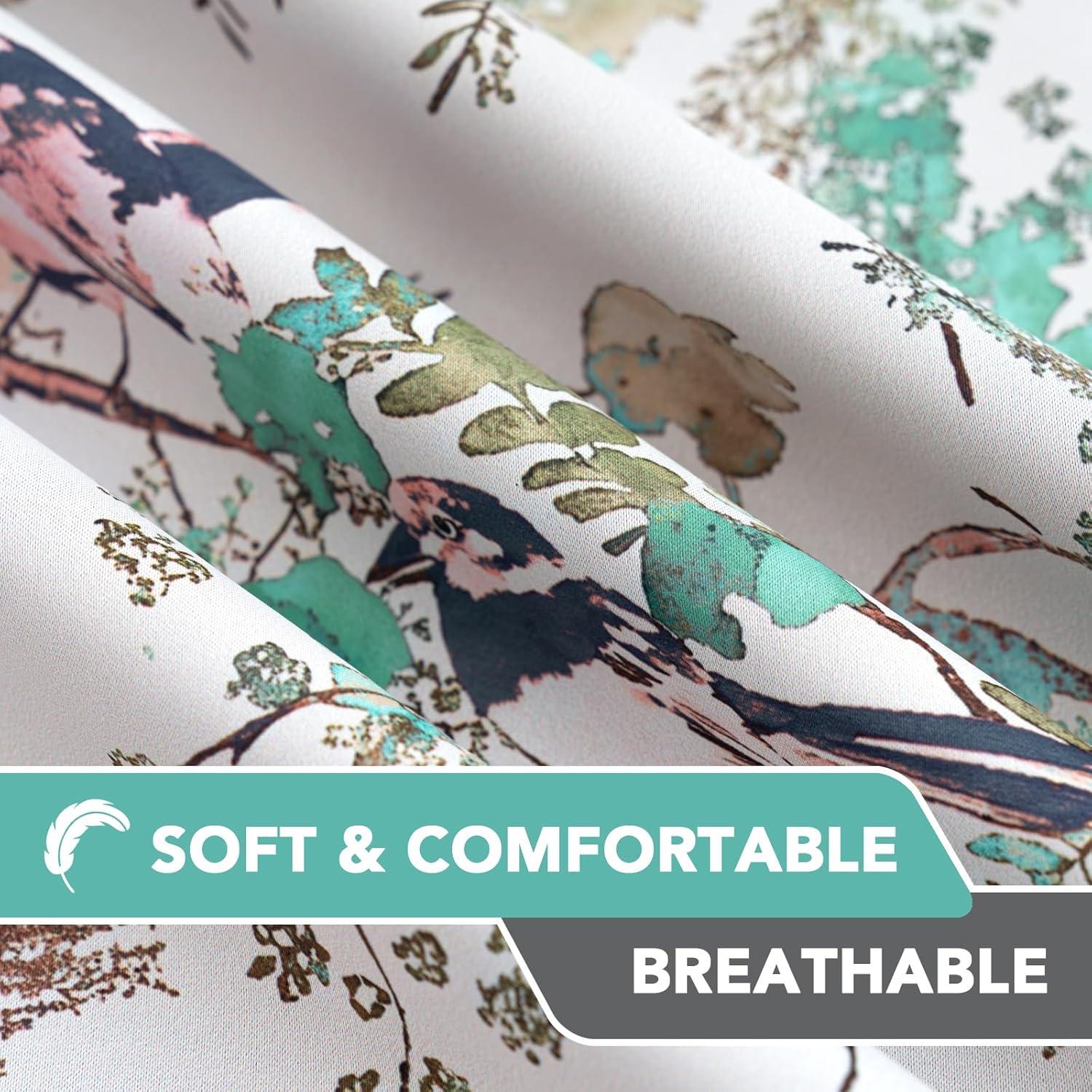 imageHVERSAILTEX Floral 100 Blackout Curtains 84 inch Length 2 Panels Printed Patterned Room Darkening Vintage Thermal Insulated Curtains for Living Room Grommet Curtain Drapes TealBlackTurquoiseBlack