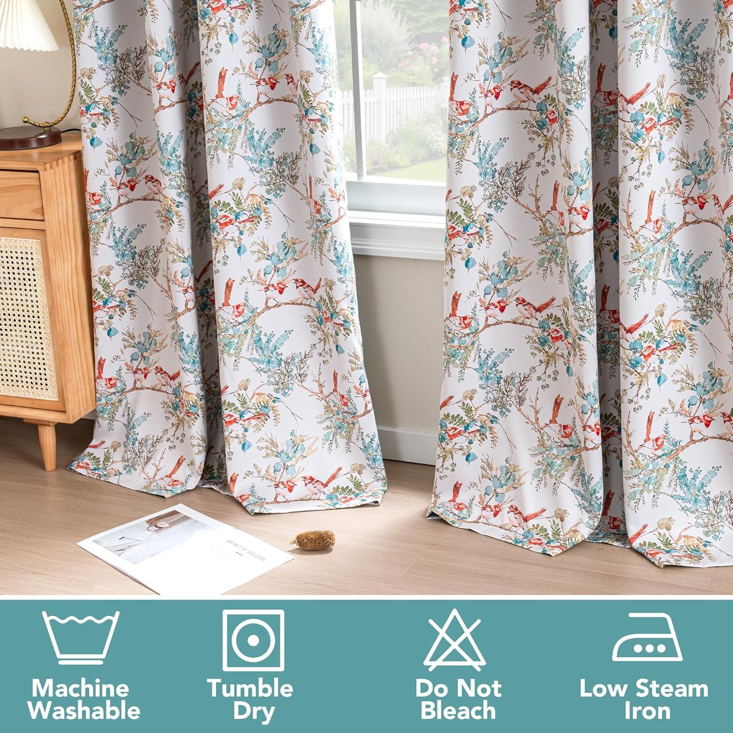 imageHVERSAILTEX Floral 100 Blackout Curtains 84 inch Length 2 Panels Printed Patterned Room Darkening Vintage Thermal Insulated Curtains for Living Room Grommet Curtain Drapes TealBlackTealRust