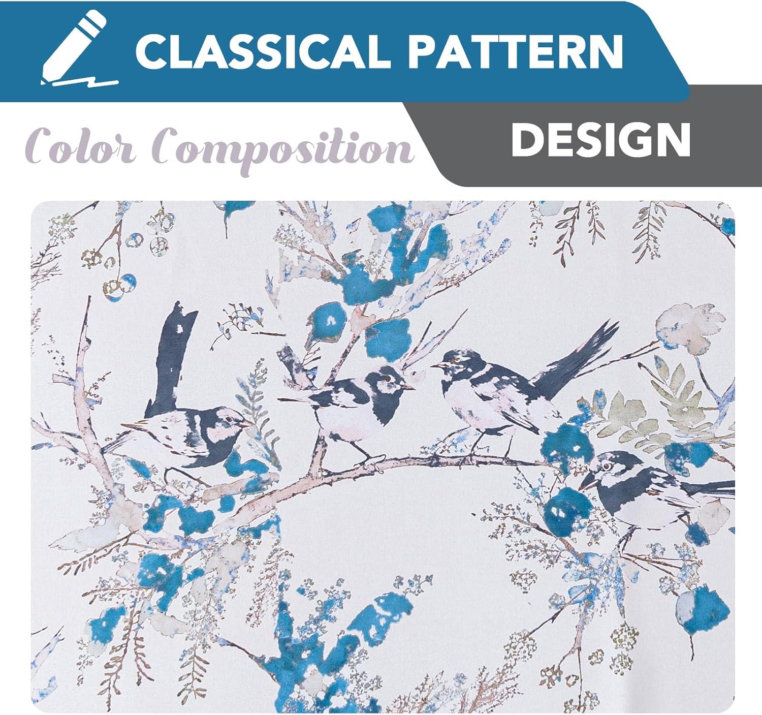 imageHVERSAILTEX Floral 100 Blackout Curtains 84 inch Length 2 Panels Printed Patterned Room Darkening Vintage Thermal Insulated Curtains for Living Room Grommet Curtain Drapes TealBlackBlueBlack