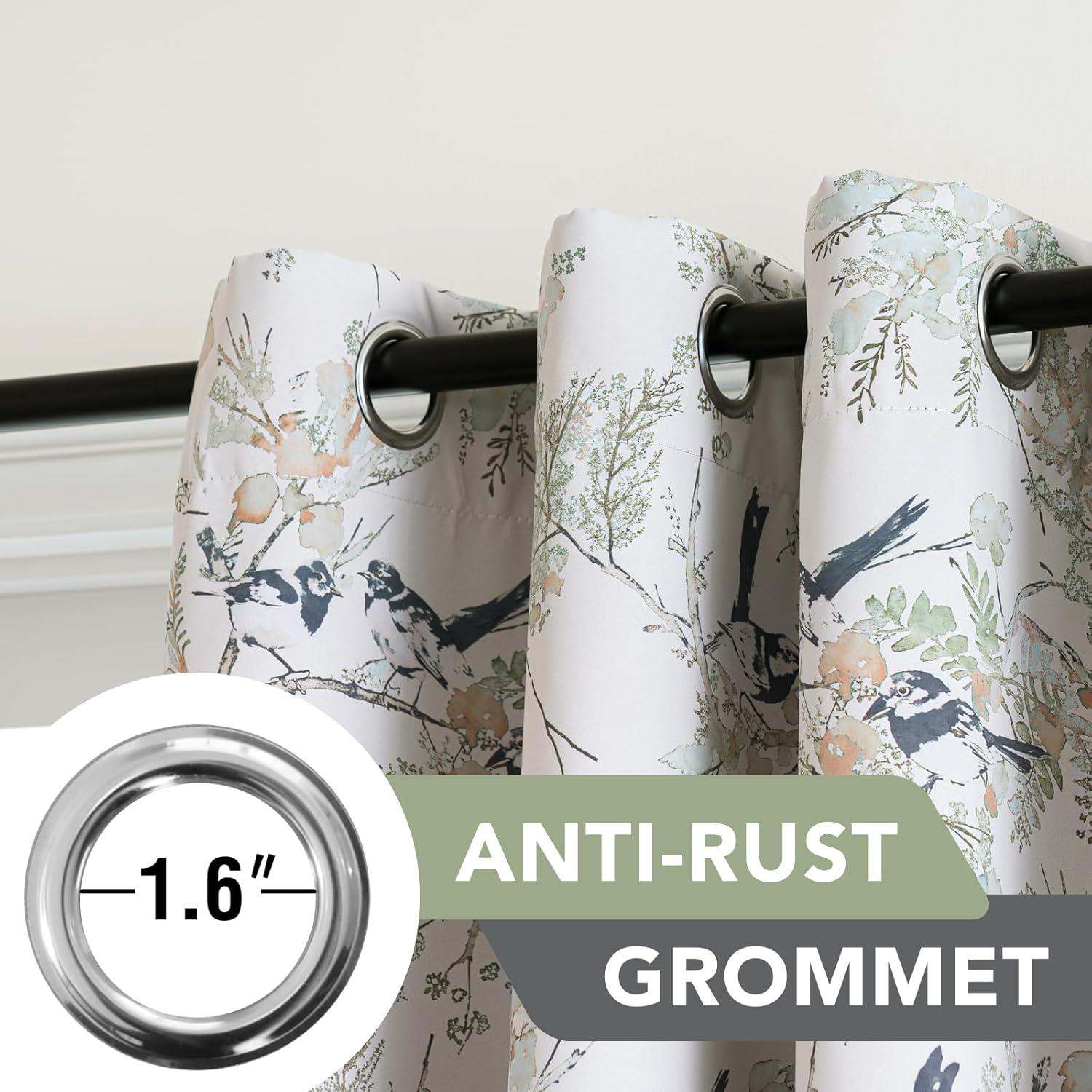 imageHVERSAILTEX Floral 100 Blackout Curtains 84 inch Length 2 Panels Printed Patterned Room Darkening Vintage Thermal Insulated Curtains for Living Room Grommet Curtain Drapes TealBlackPale AquaBlack