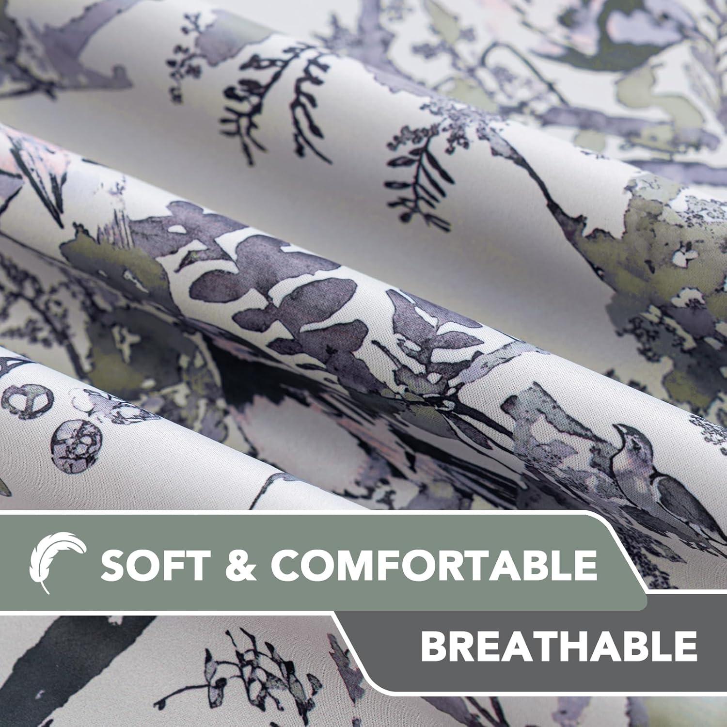 imageHVERSAILTEX Floral 100 Blackout Curtains 84 inch Length 2 Panels Printed Patterned Room Darkening Vintage Thermal Insulated Curtains for Living Room Grommet Curtain Drapes TealBlackSageBlack