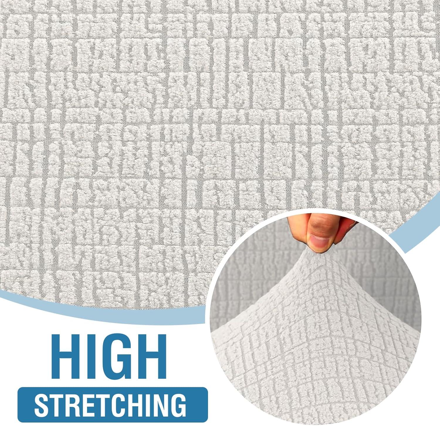 imageHVERSAILTEX Jacquard Sofa Slipcover with Waterproof Seat Furniture Protector 1 Piece Stretch Sofa Covers with Elastic Bottom for Kids Pets DogSofa IvoryPale Oak