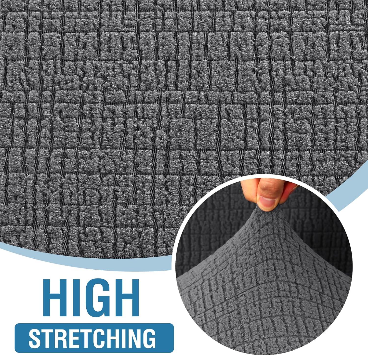 imageHVERSAILTEX Jacquard Sofa Slipcover with Waterproof Seat Furniture Protector 1 Piece Stretch Sofa Covers with Elastic Bottom for Kids Pets DogSofa IvoryGrey