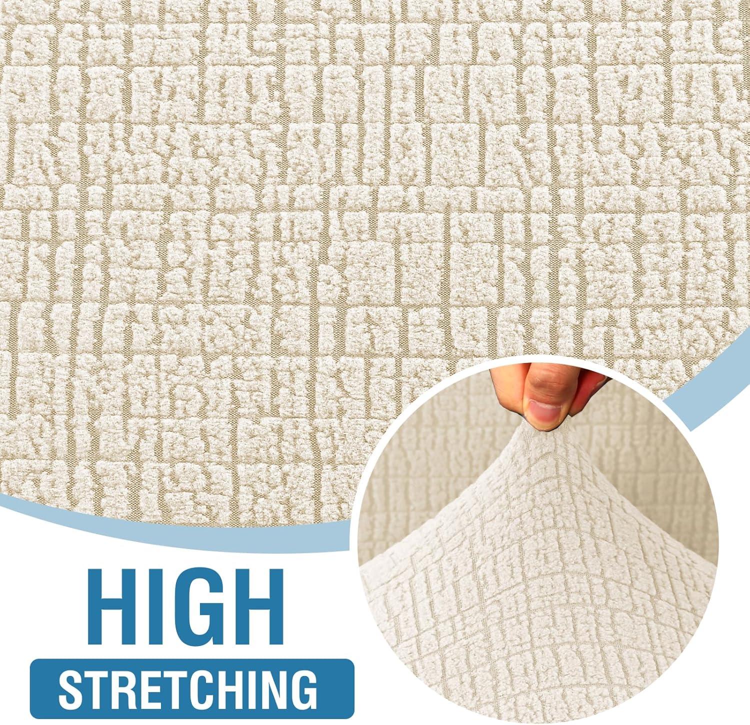 imageHVERSAILTEX Jacquard Sofa Slipcover with Waterproof Seat Furniture Protector 1 Piece Stretch Sofa Covers with Elastic Bottom for Kids Pets DogSofa IvoryIvory