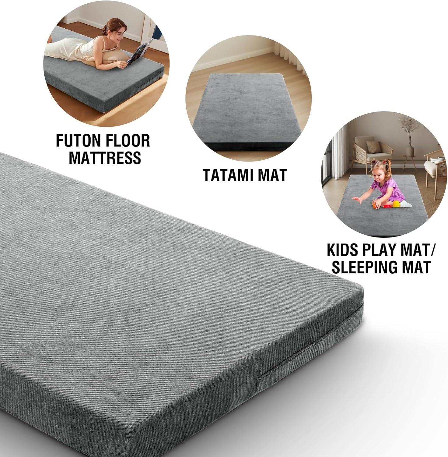 imageHVERSAILTEX Twin Size Armless Futon Mattress Covers for Traditional Japanese Futon Mattress Soft Chenille Couch Slipcovers Floor Mats Sofa Protector Zippered Sleeper Sofa CoverGreyGrey