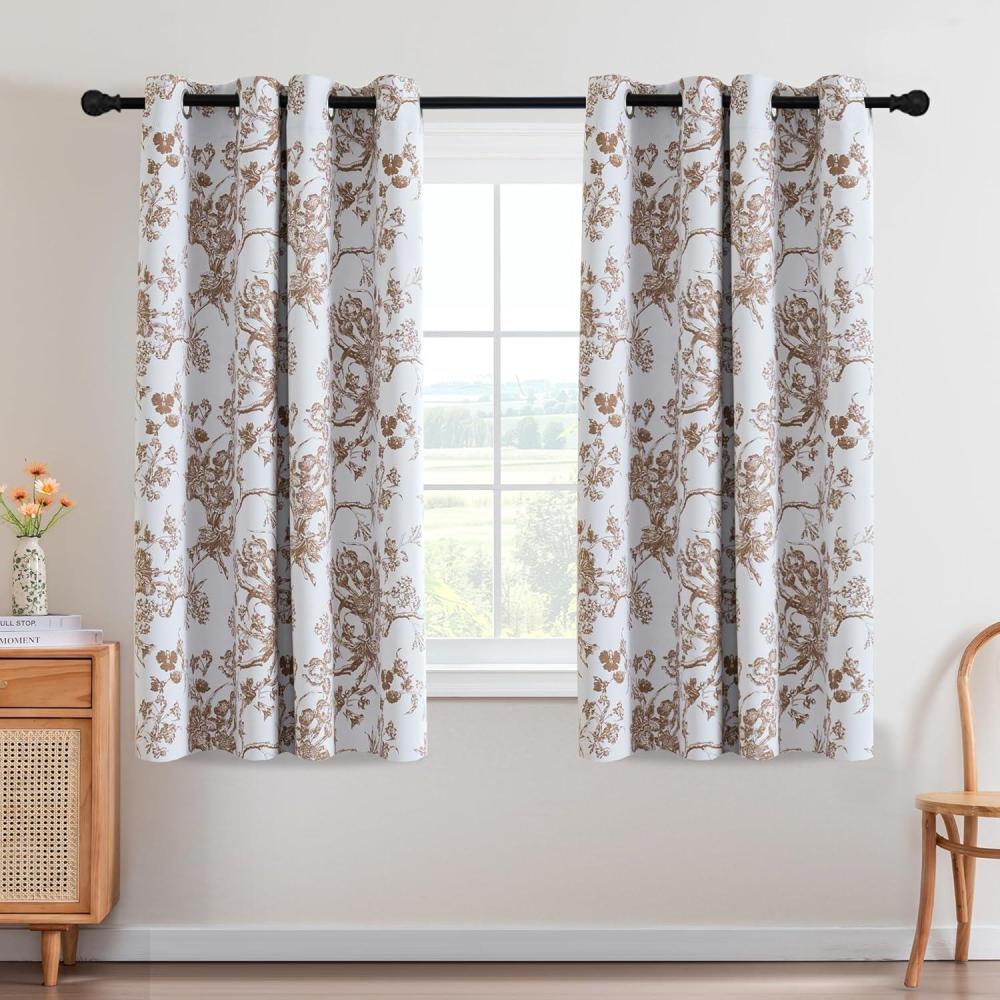imageHVERSAILTEX Blackout Curtains 63 Inch Length 2 Panels Set Floral Print Drapes Farmhouse for Living Room Grommet Room Darkening Curtains Vintage Boho Window Treatment2 Panels NavyMacchiato