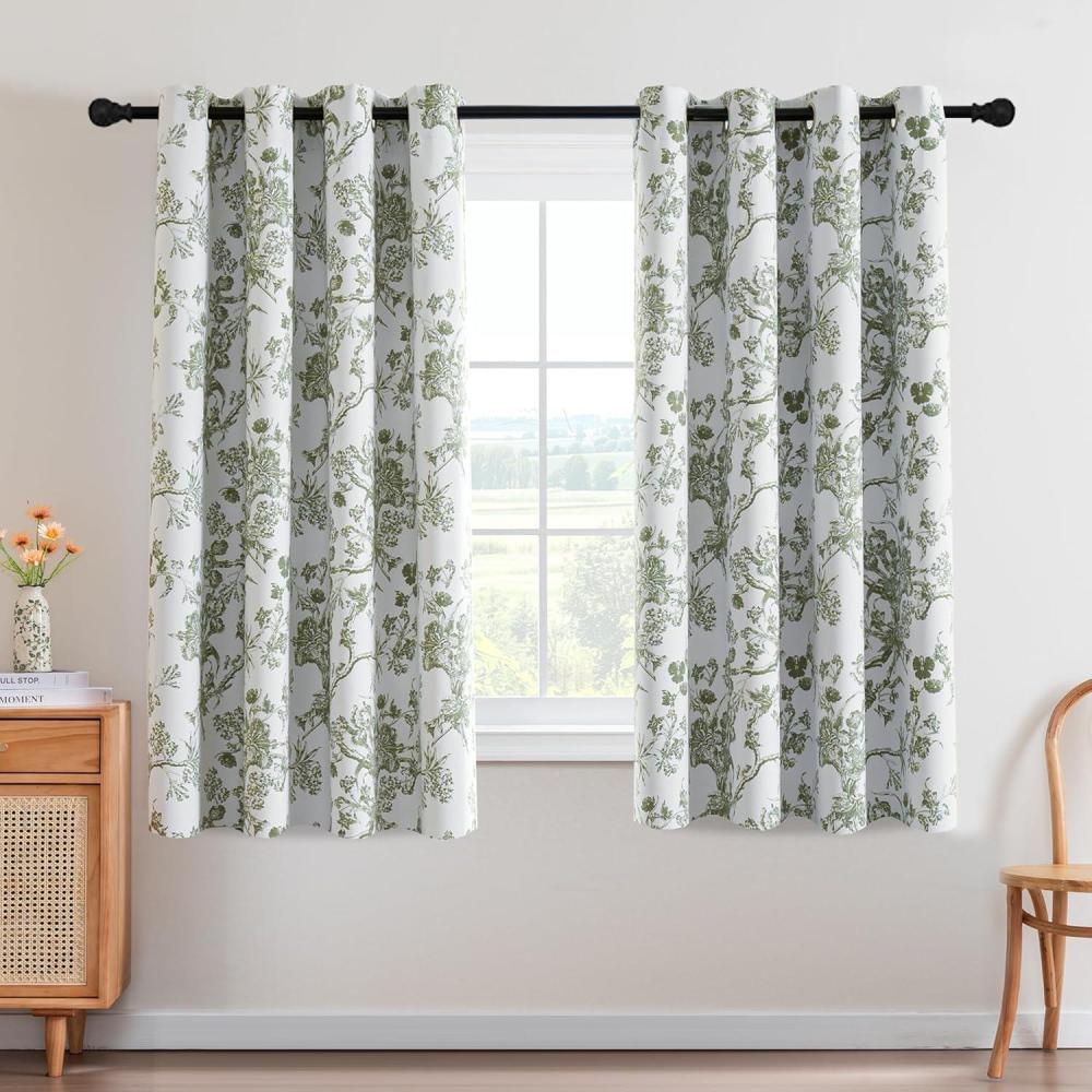 imageHVERSAILTEX Blackout Curtains 63 Inch Length 2 Panels Set Floral Print Drapes Farmhouse for Living Room Grommet Room Darkening Curtains Vintage Boho Window Treatment2 Panels NavySage