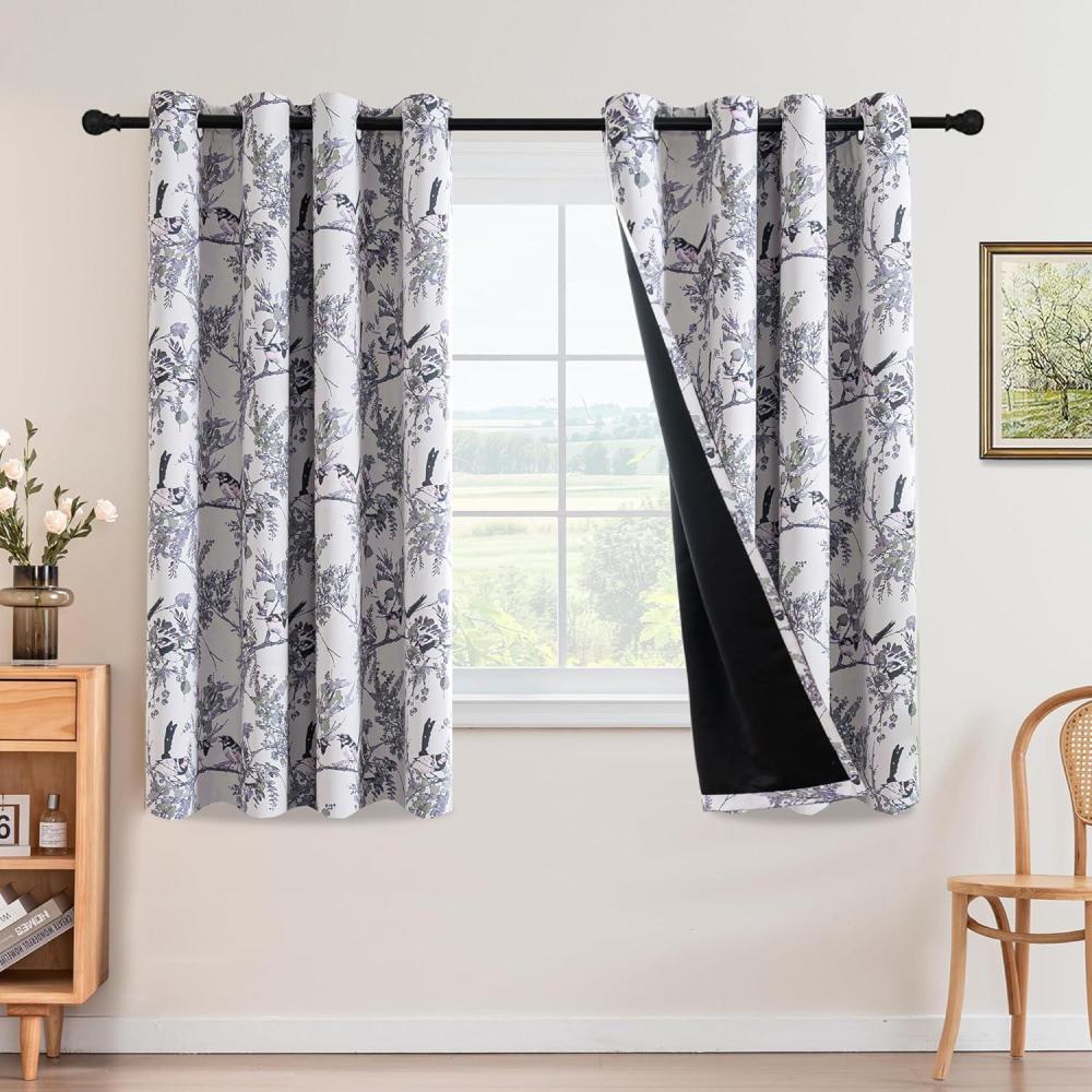 imageHVERSAILTEX Floral 100 Blackout Curtains 84 inch Length 2 Panels Printed Patterned Room Darkening Vintage Thermal Insulated Curtains for Living Room Grommet Curtain Drapes TealBlackSageBlack