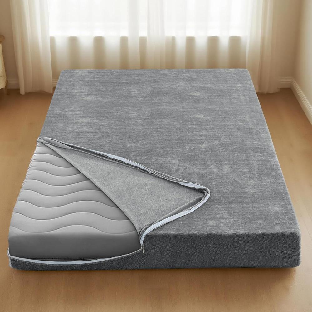 imageHVERSAILTEX Twin Size Armless Futon Mattress Covers for Traditional Japanese Futon Mattress Soft Chenille Couch Slipcovers Floor Mats Sofa Protector Zippered Sleeper Sofa CoverGreyGrey