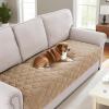 imageHVERSAILTEX Couch Cover Chenille Pet Fuzzy Sofa Covers for 3 Cushion Couch Anti Slip Washable Sofa Slipcovers with Strap Soft Couch Protector Cover for Dogs Cats Kids36quot x 82quot GreyKhaki